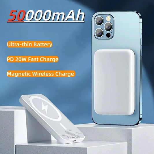 50000mAh Magnetic Power Bank Wireless PD 22.5W Fast Charger For Magsafe Portable Auxiliary Battery For iPhone 17 16 15 14 Xiaomi